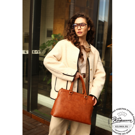  Женская кожаная сумка "Аврора" (рыжая гладкая кожа)